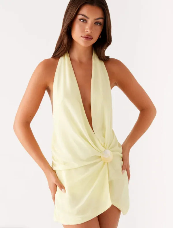 Temptation Twist Halter Mini Dress