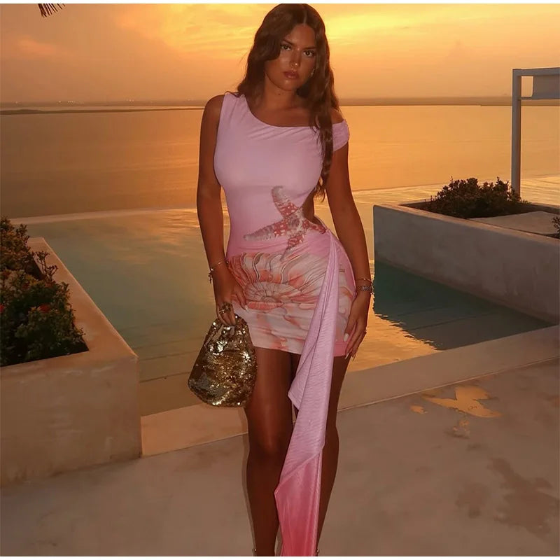 Blush Tide One-Shoulder Mini Dress