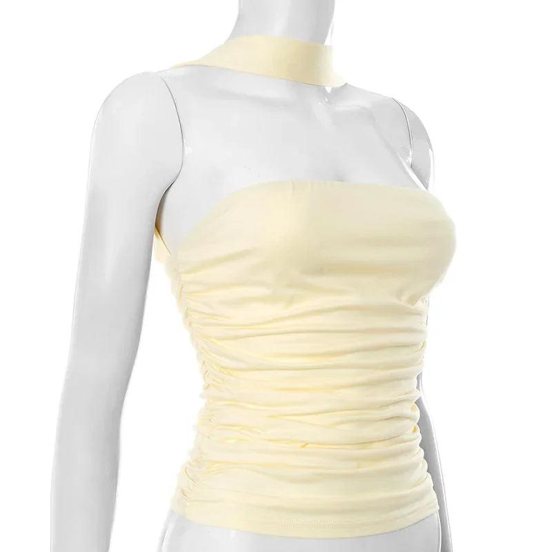 Lemon Drop Luxe Strapless Top with Scarf