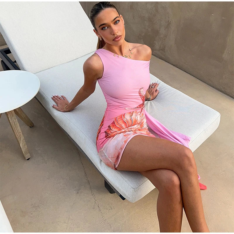 Blush Tide One-Shoulder Mini Dress