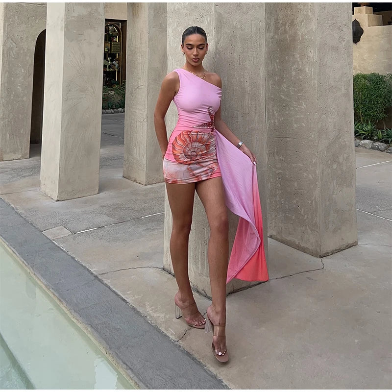 Blush Tide One-Shoulder Mini Dress