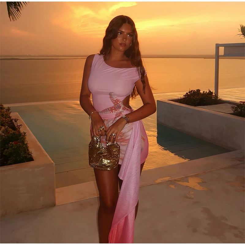 Blush Tide One-Shoulder Mini Dress