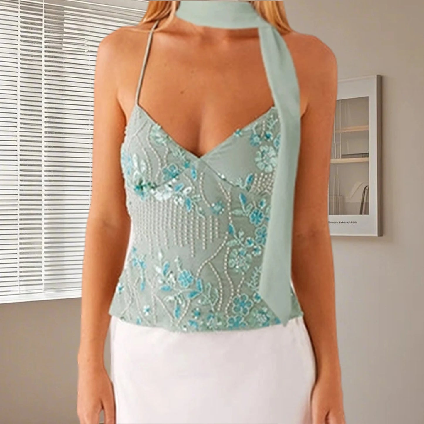 Beach Bling Tank with Scarf