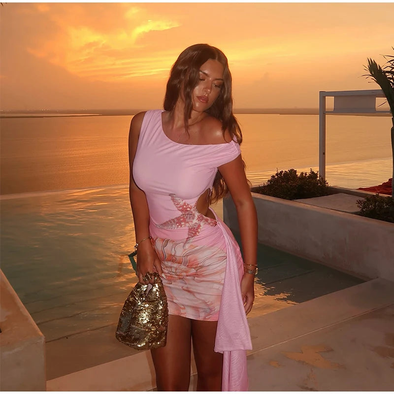 Blush Tide One-Shoulder Mini Dress