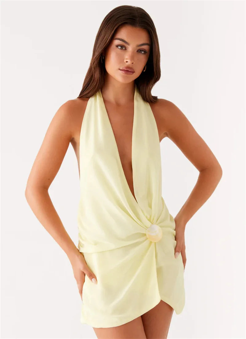 Temptation Twist Halter Mini Dress