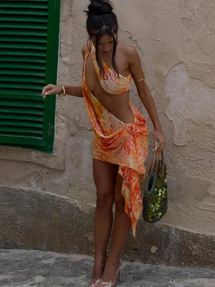 Tangerine Tease Cutout Mini Dress