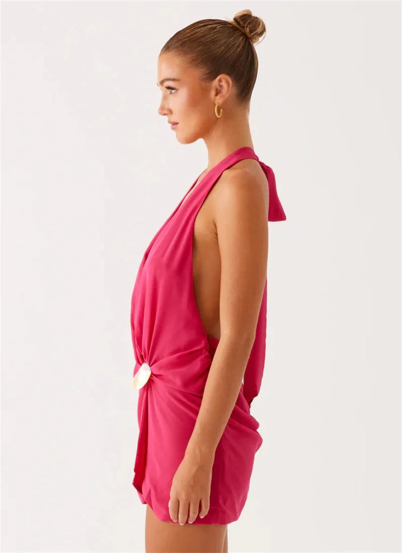 Temptation Twist Halter Mini Dress