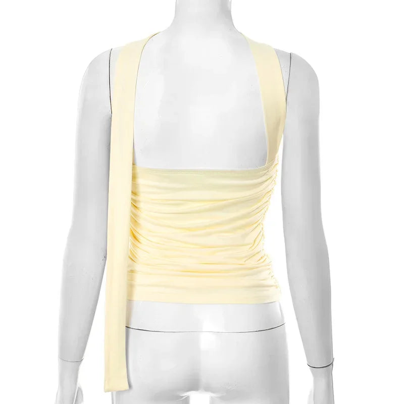 Lemon Drop Luxe Strapless Top with Scarf