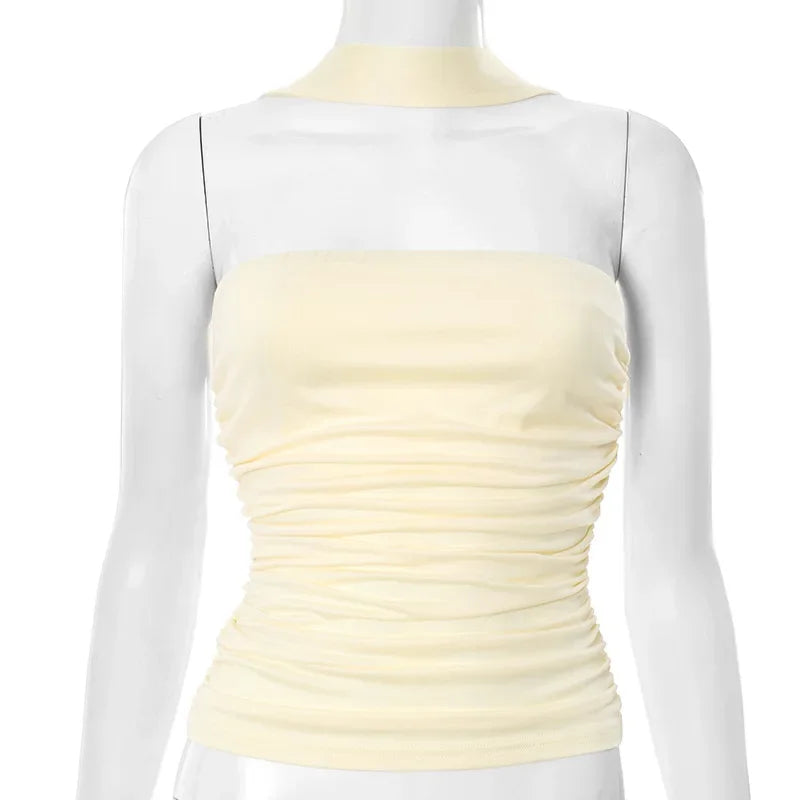 Lemon Drop Luxe Strapless Top with Scarf